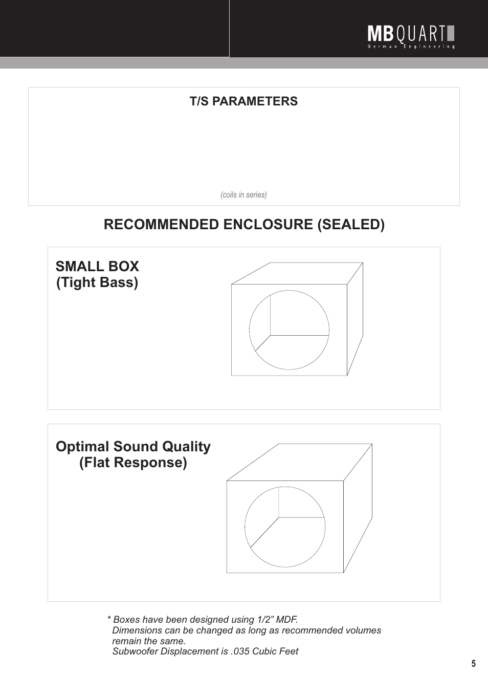 Mbq reference subwoofer manual pg5, Rlp204 | MB QUART Reference RLP series User Manual | Page 5 / 10