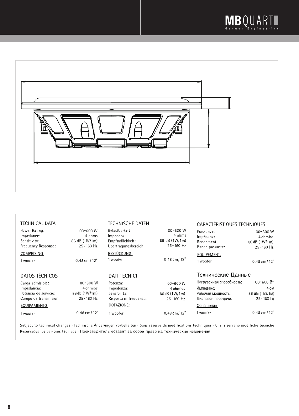 Mbq reference subwoofer manual pg8, Rlp304 | MB QUART Reference RLP series User Manual | Page 8 / 10