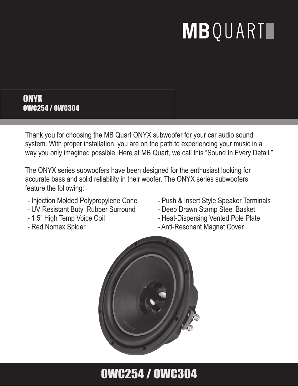 MB QUART ONYX OWC304 User Manual | 9 pages