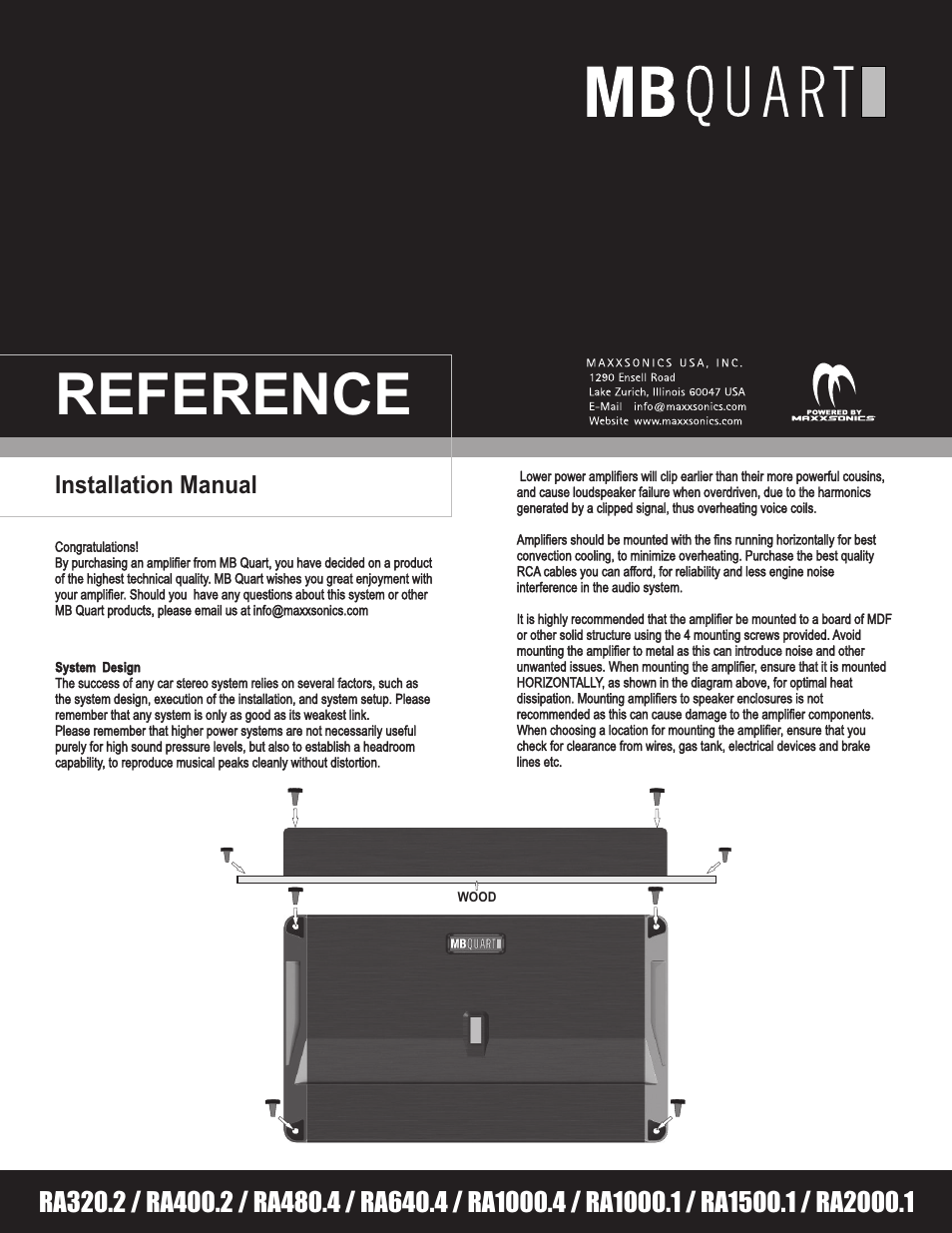 MB QUART Reference Amplifiers User Manual | 11 pages