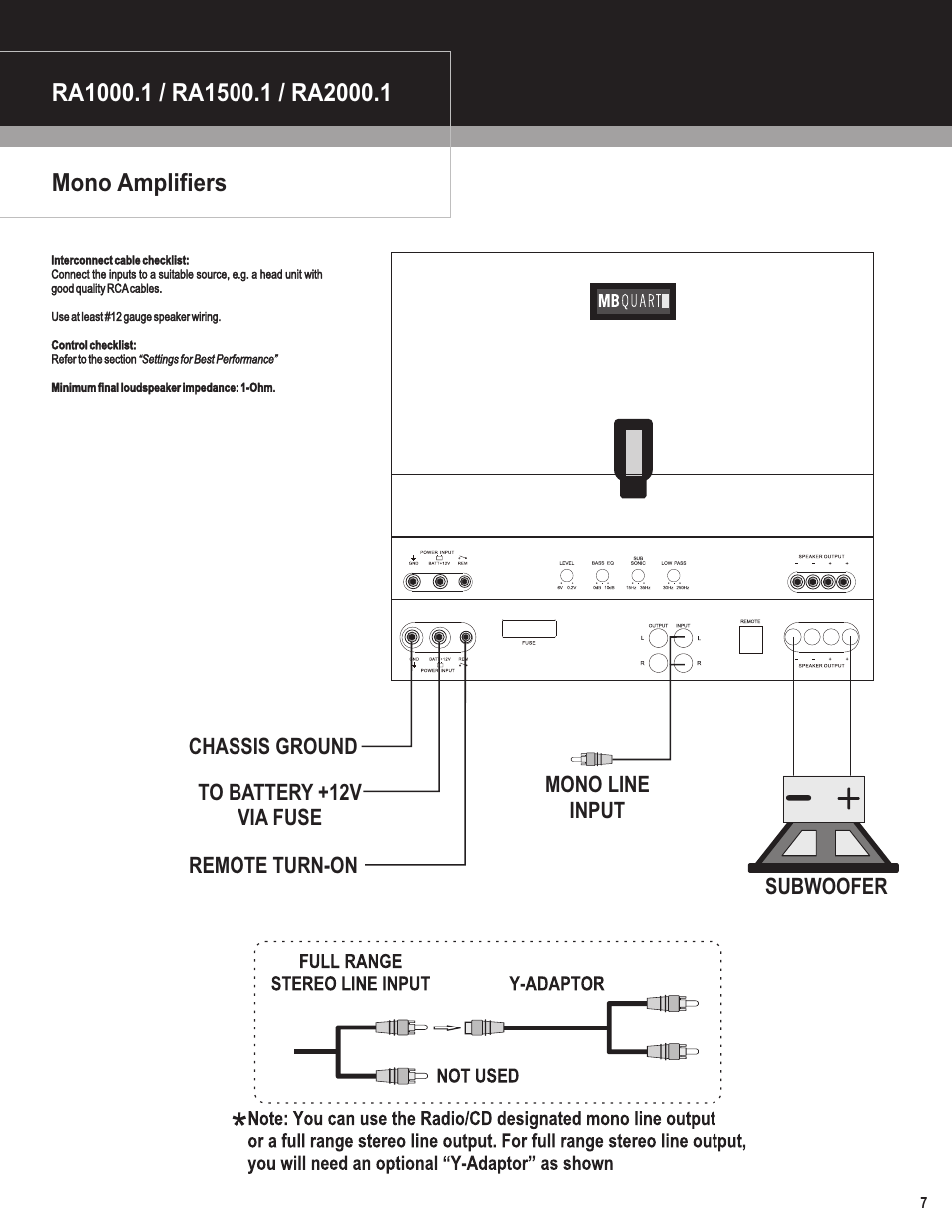 Mono amplifiers | MB QUART Reference Amplifiers User Manual | Page 8 / 11