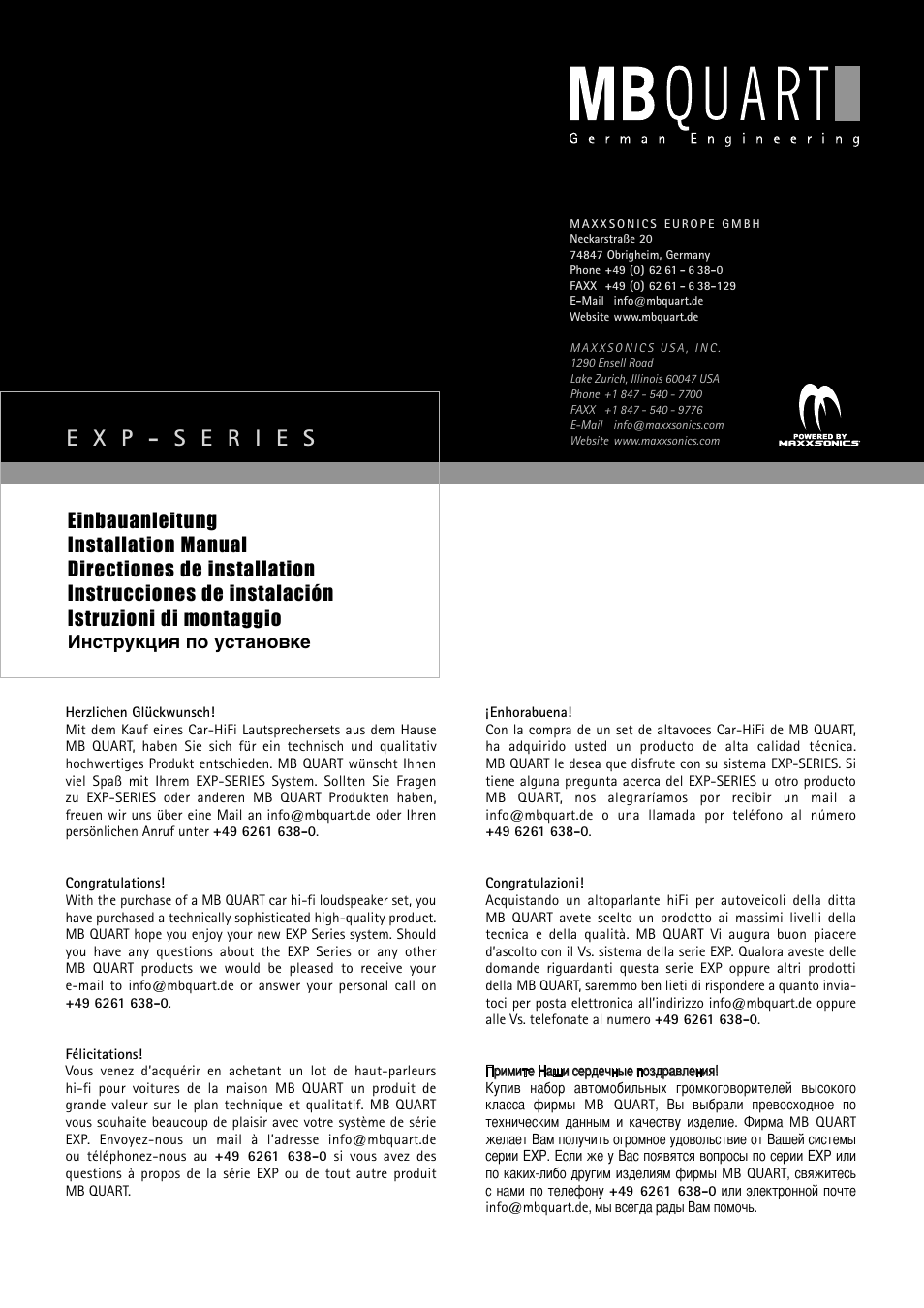 MB QUART ETA 169 User Manual | 6 pages