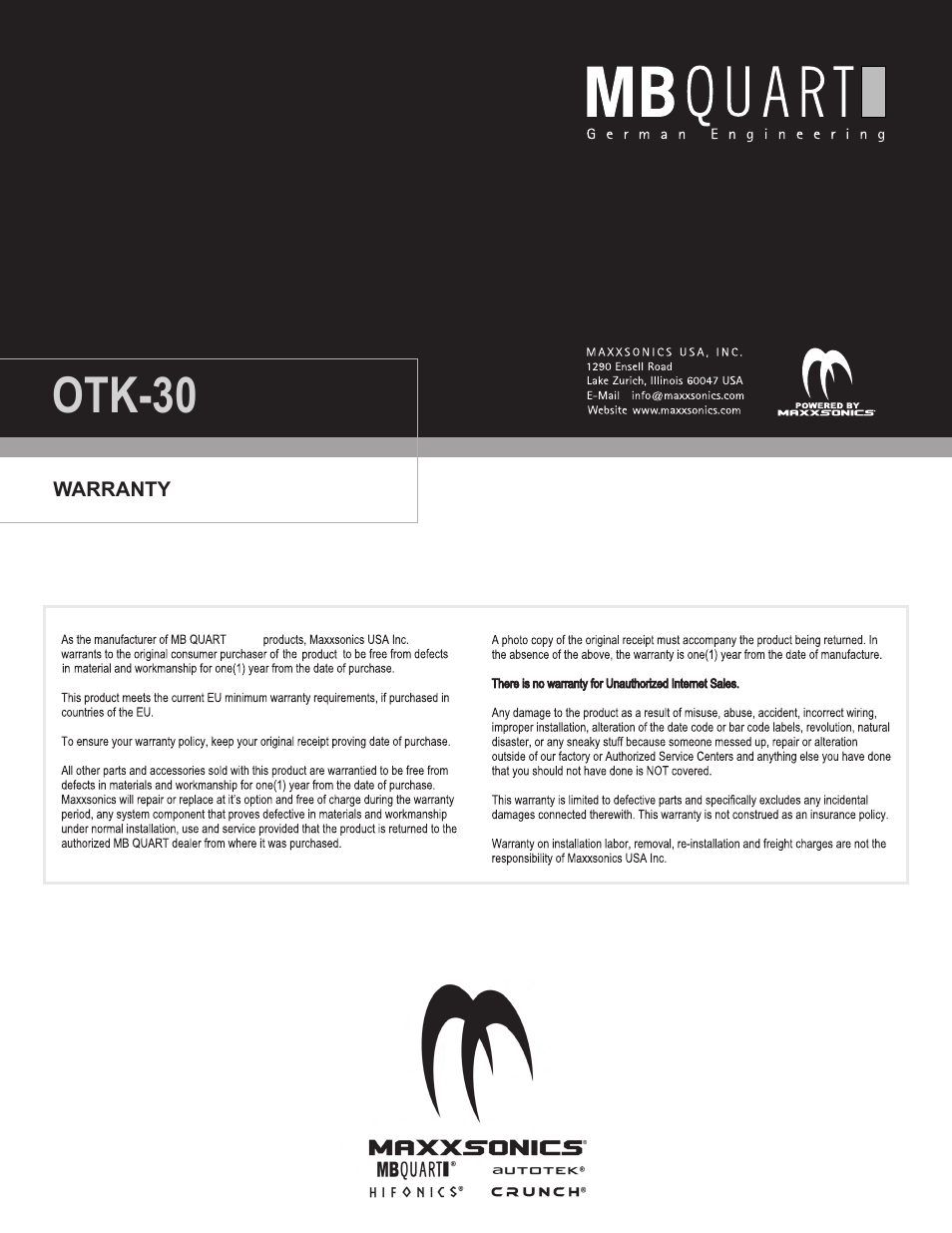 Otk-30 | MB QUART OTK-30 User Manual | Page 4 / 4