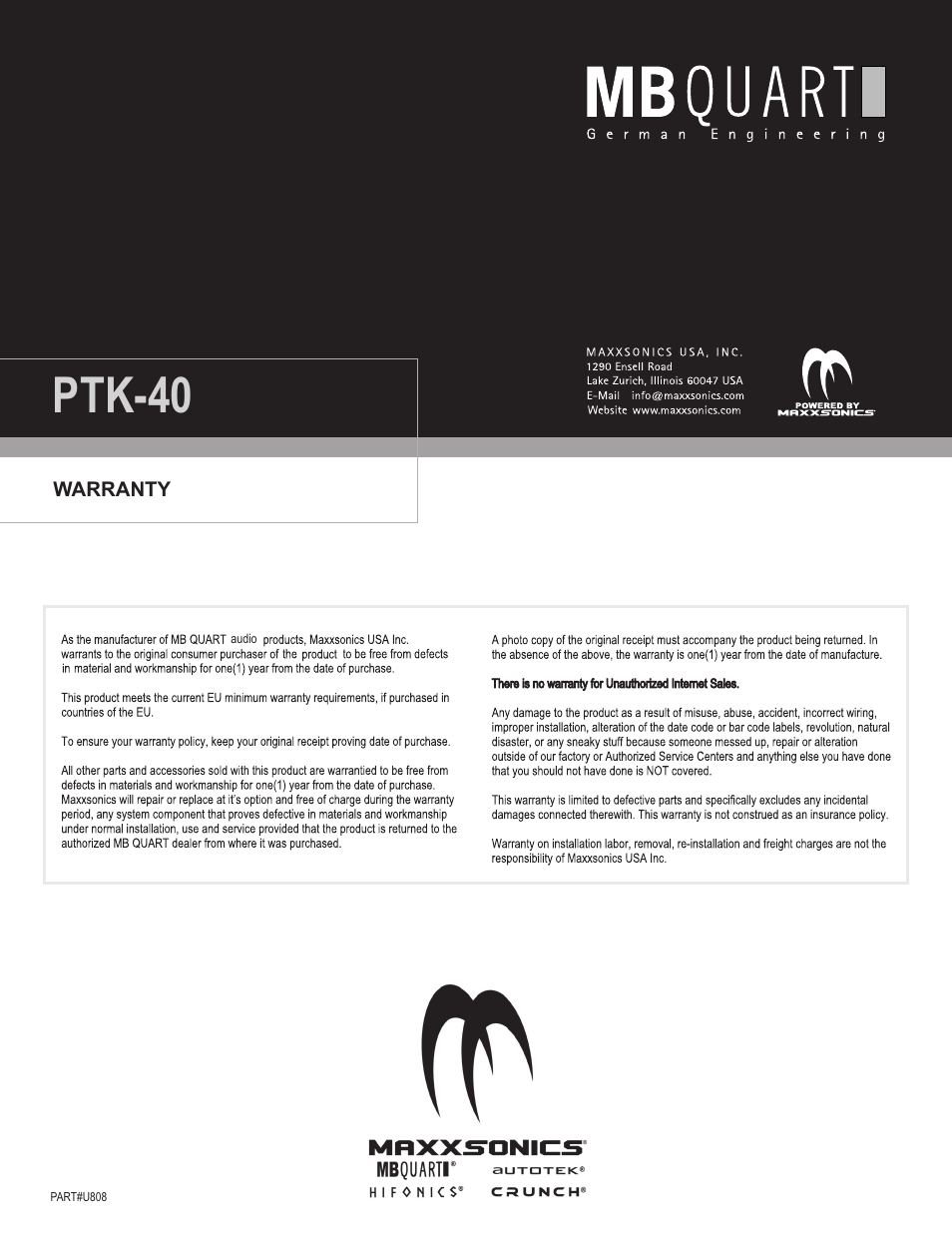 Ptk-40 | MB QUART PTK-40 User Manual | Page 4 / 4