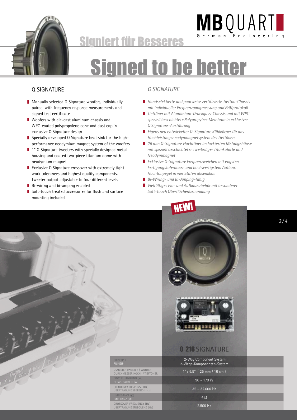 Signed to be better, Signiert für besseres, Q - l i n e | Signature | MB QUART Q 216 User Manual | Page 2 / 18