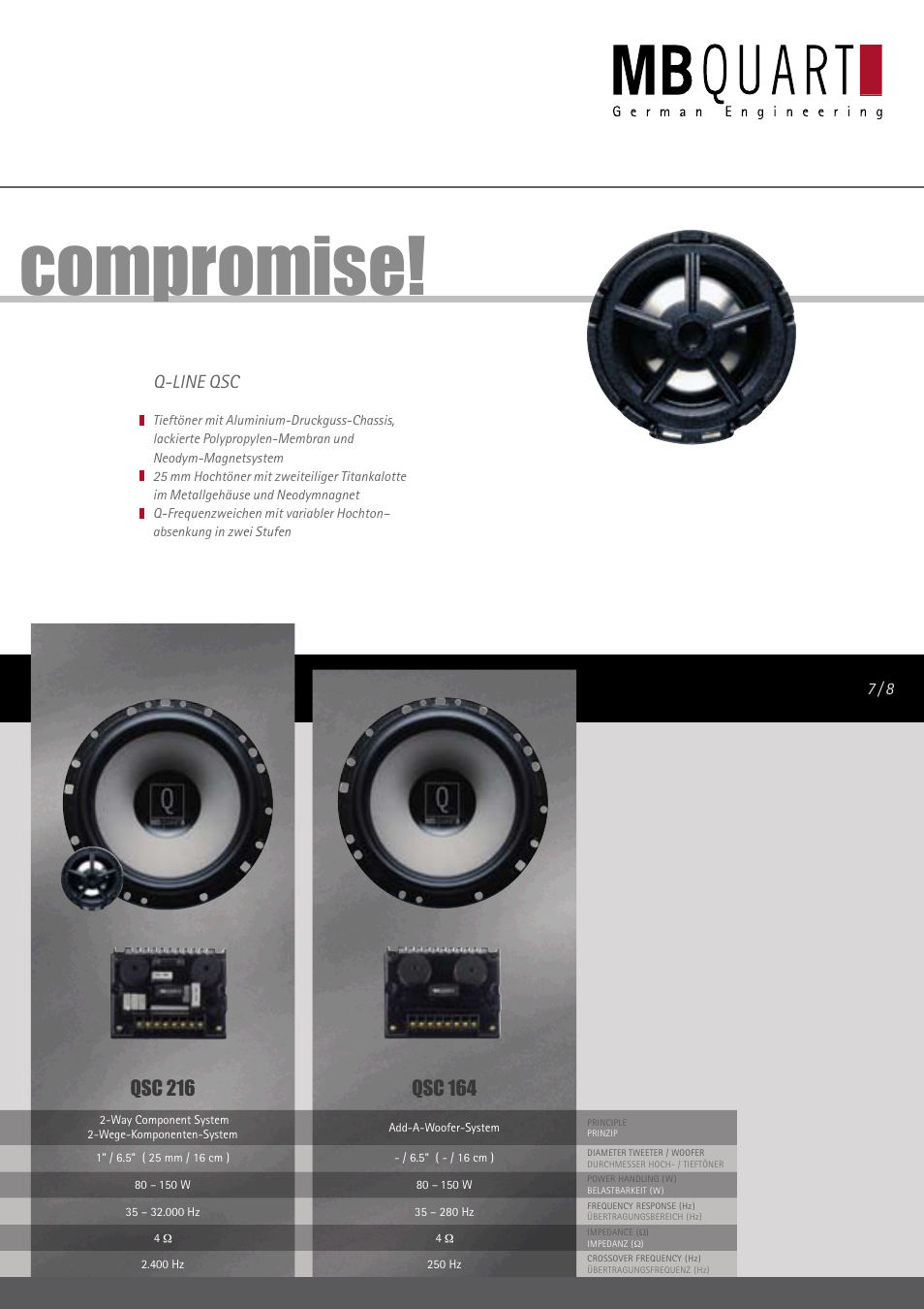 Without compromise, Ohne kompromisse, Q - l i n e | Q-line qsc | MB QUART QSC 216 User Manual | Page 2 / 9