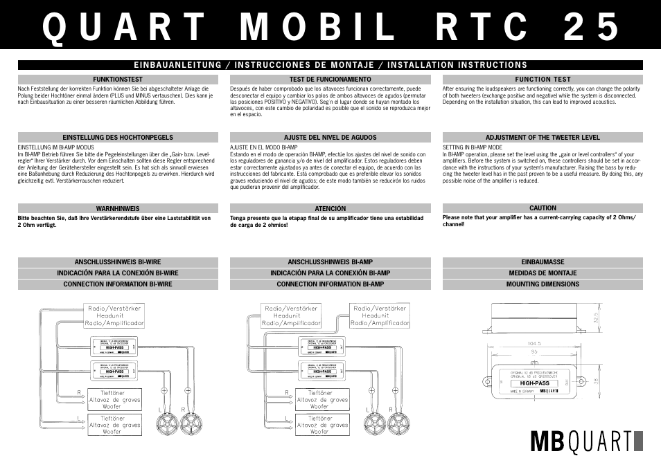MB QUART RTC 25 User Manual | 3 pages