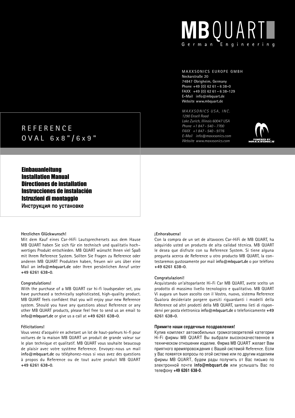 MB QUART RVF 269 User Manual | 8 pages