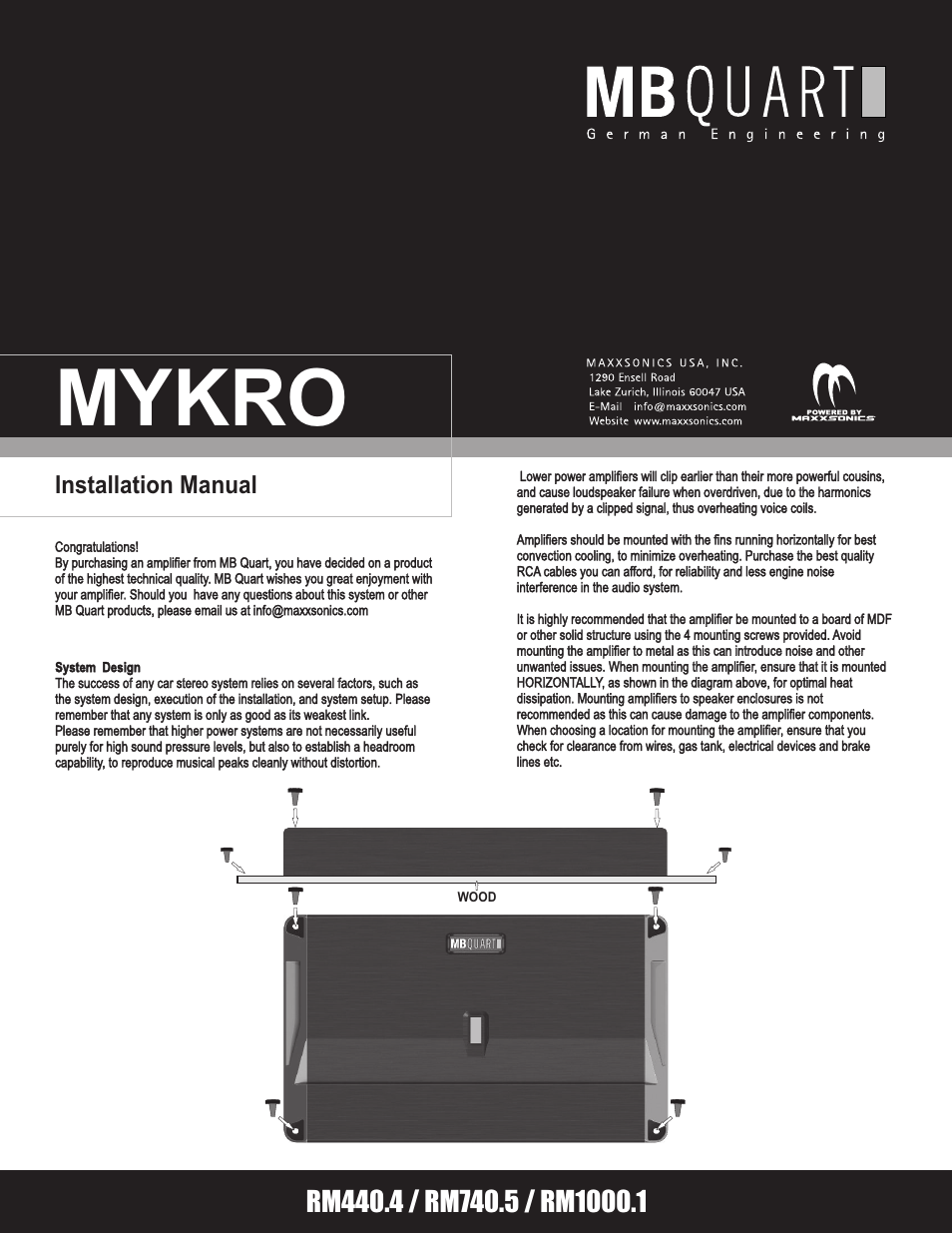 MB QUART Reference MYKRO Amplifiers User Manual | 12 pages