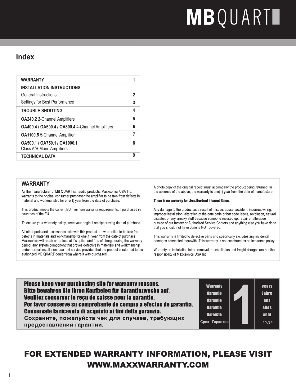 MB QUART Onyx Amplifiers User Manual | Page 2 / 12
