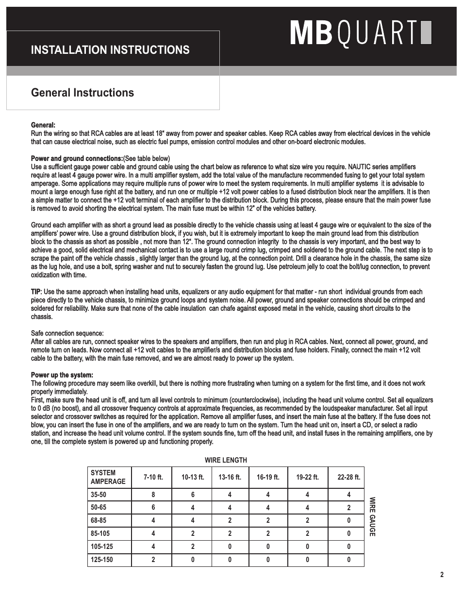 General instructions installation instructions | MB QUART Nautic User Manual | Page 3 / 12