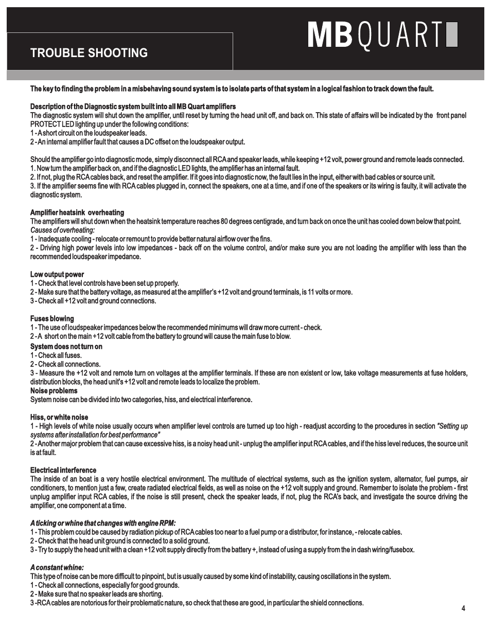 Trouble shooting | MB QUART Nautic User Manual | Page 5 / 12