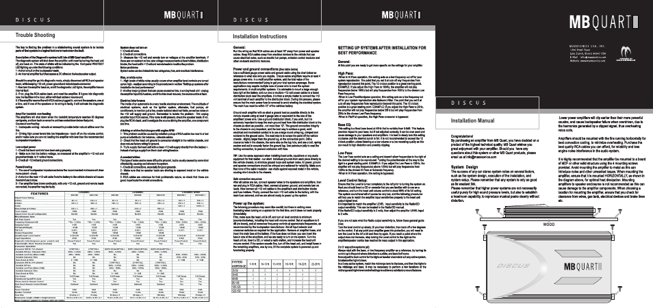 MB QUART Discus User Manual | 2 pages