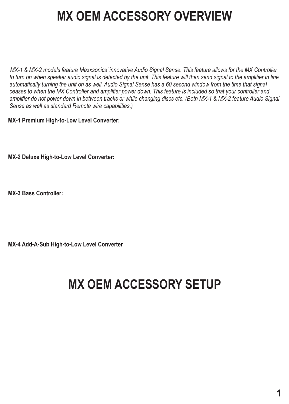 Mx oem accessory overview, Mx oem accessory setup | MB QUART MX-4 User Manual | Page 3 / 22