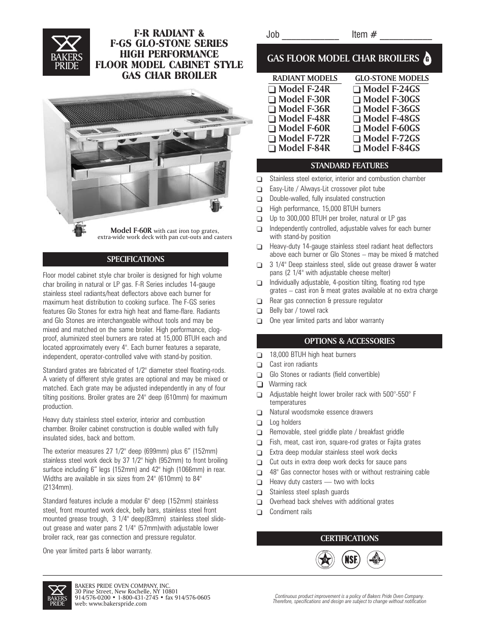 Bakers Pride Gas Char Broiler F-60R User Manual | 2 pages