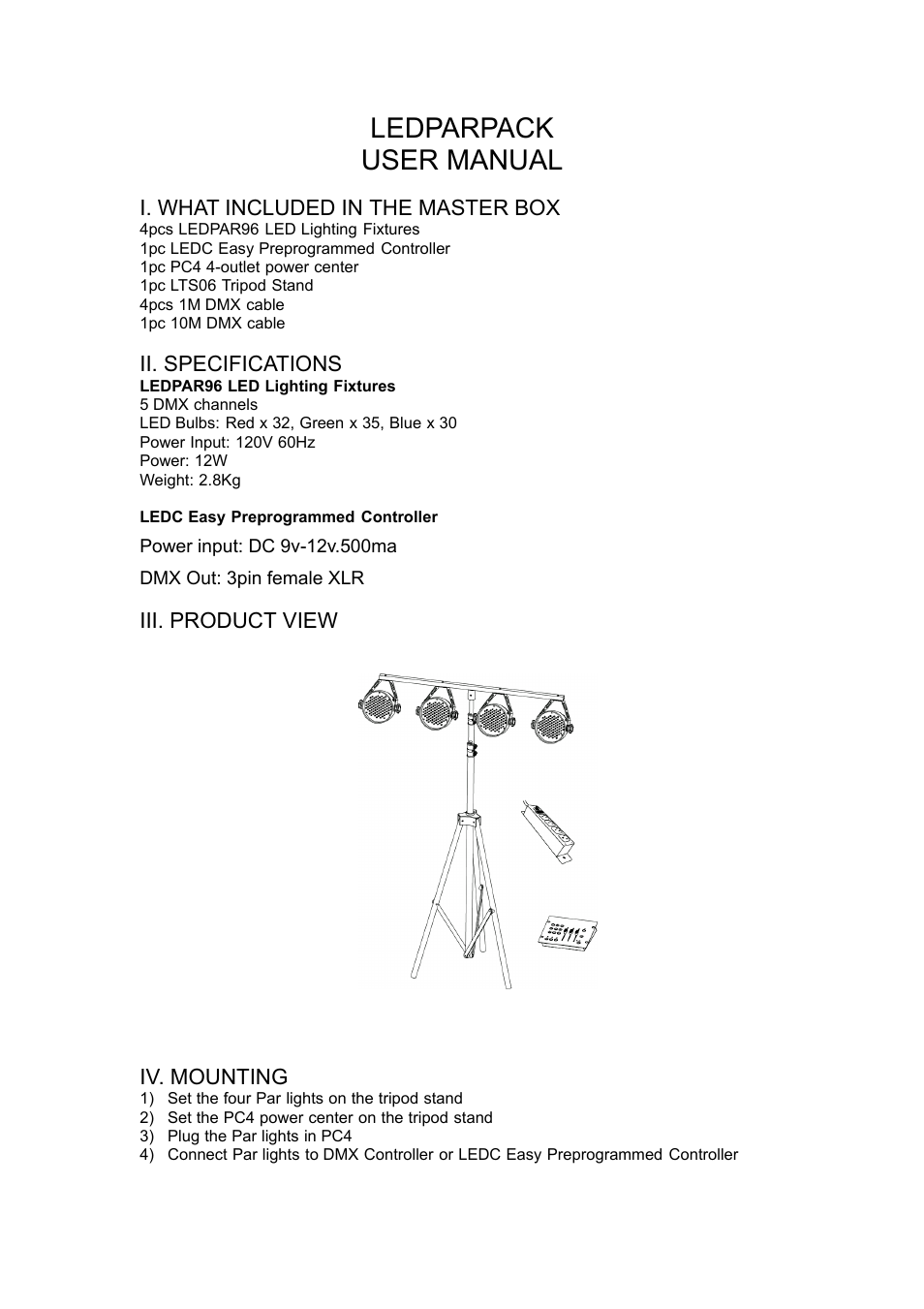 MBT Lighting LEDPARPACK User Manual | 3 pages