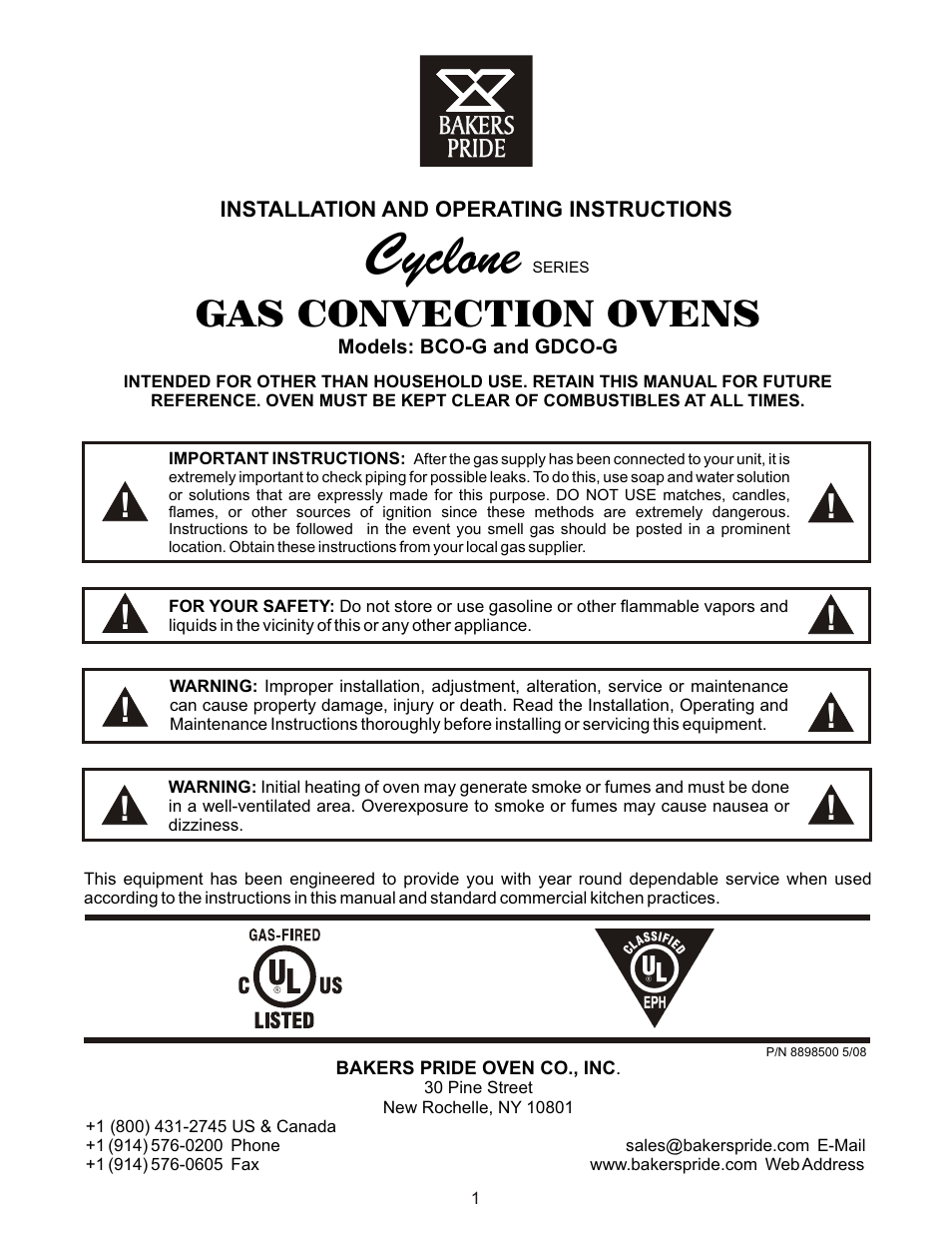 Bakers Pride GDCO-G User Manual | 16 pages