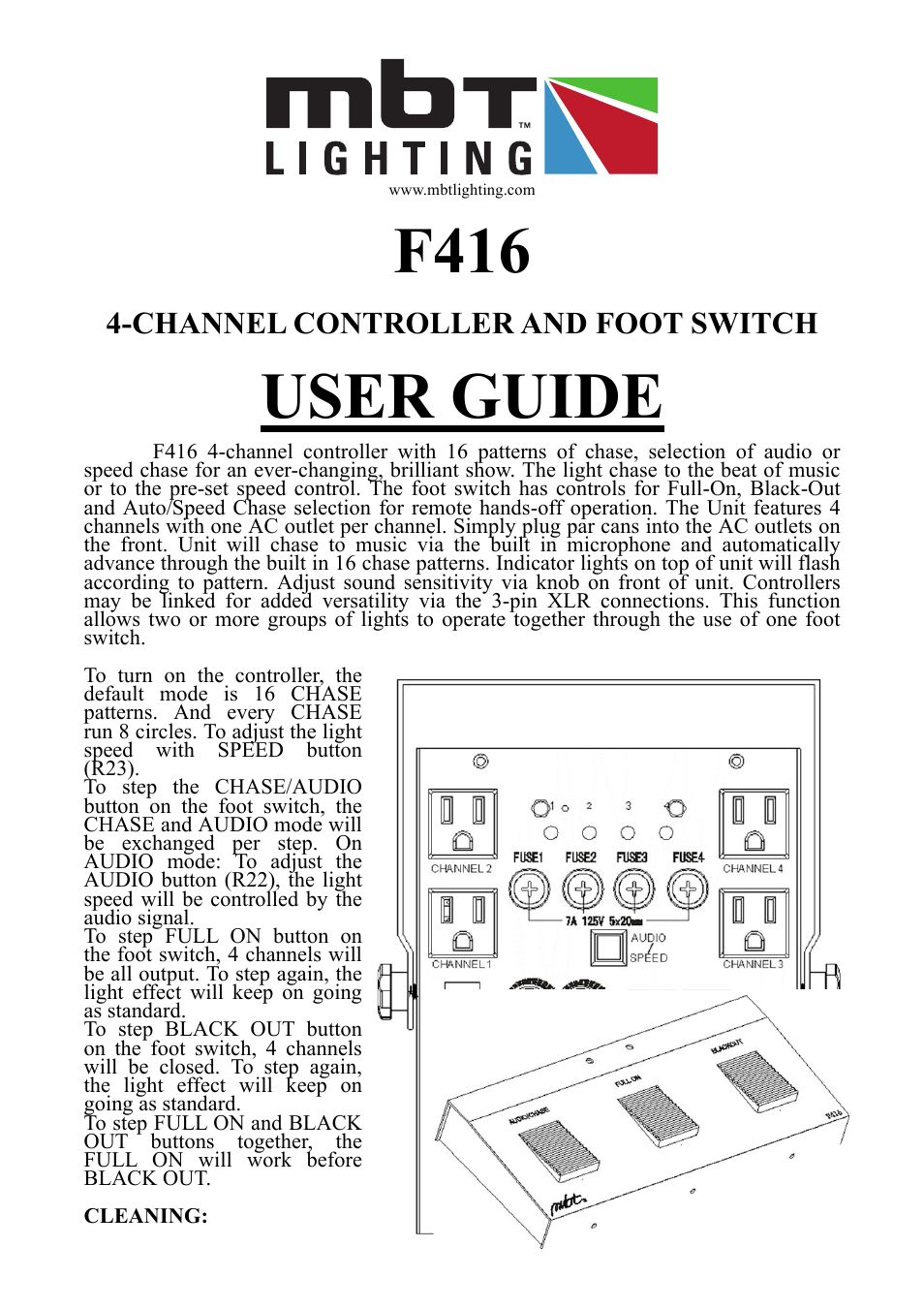 MBT Lighting F416 User Manual | 2 pages