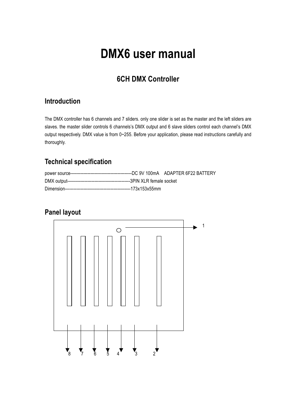 MBT Lighting DMX6 User Manual | 2 pages