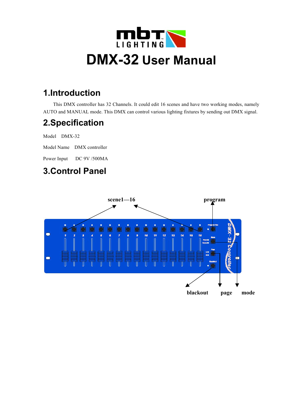 MBT Lighting DMX32 User Manual | 2 pages