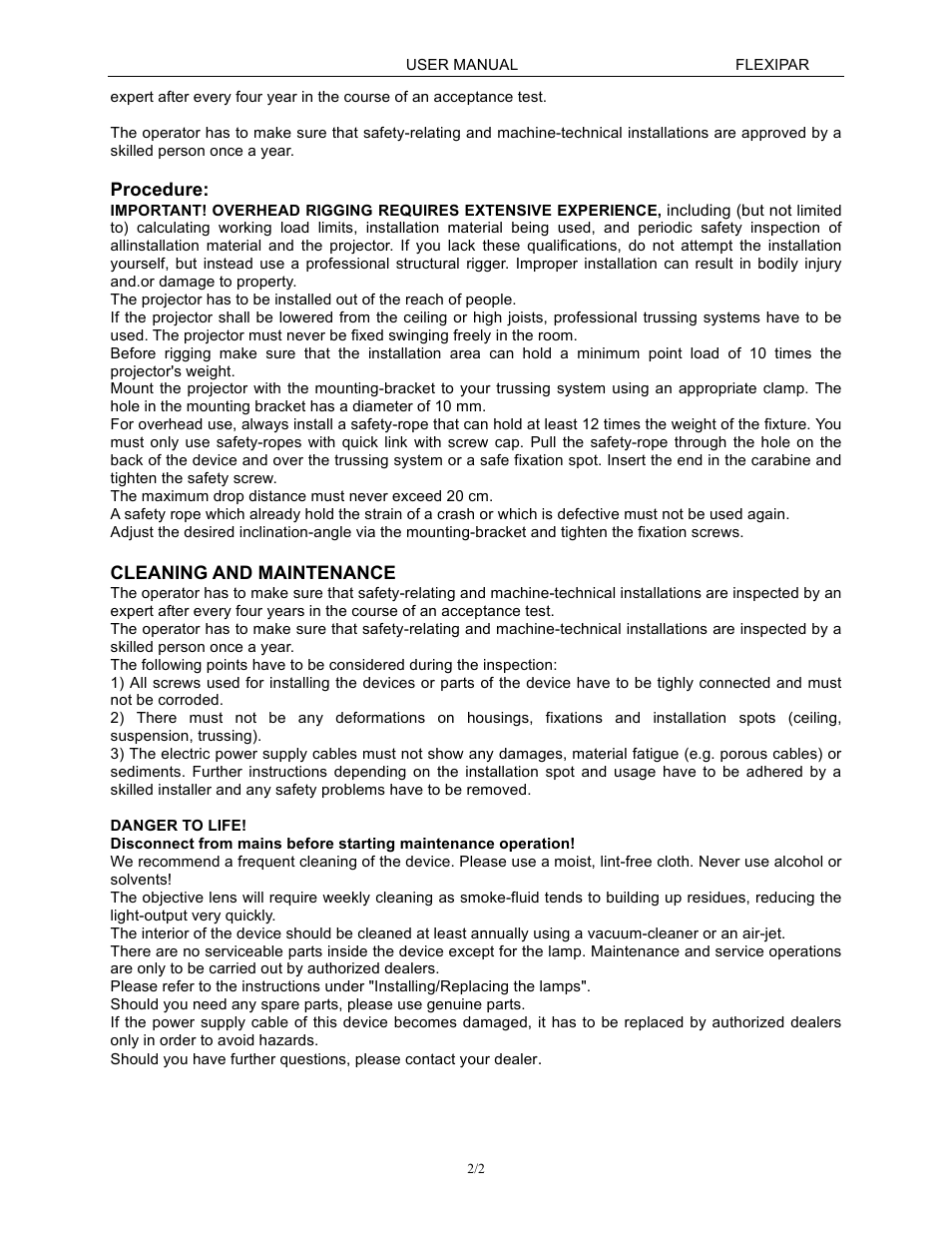 MBT Lighting FLEXIPAR User Manual | Page 2 / 2