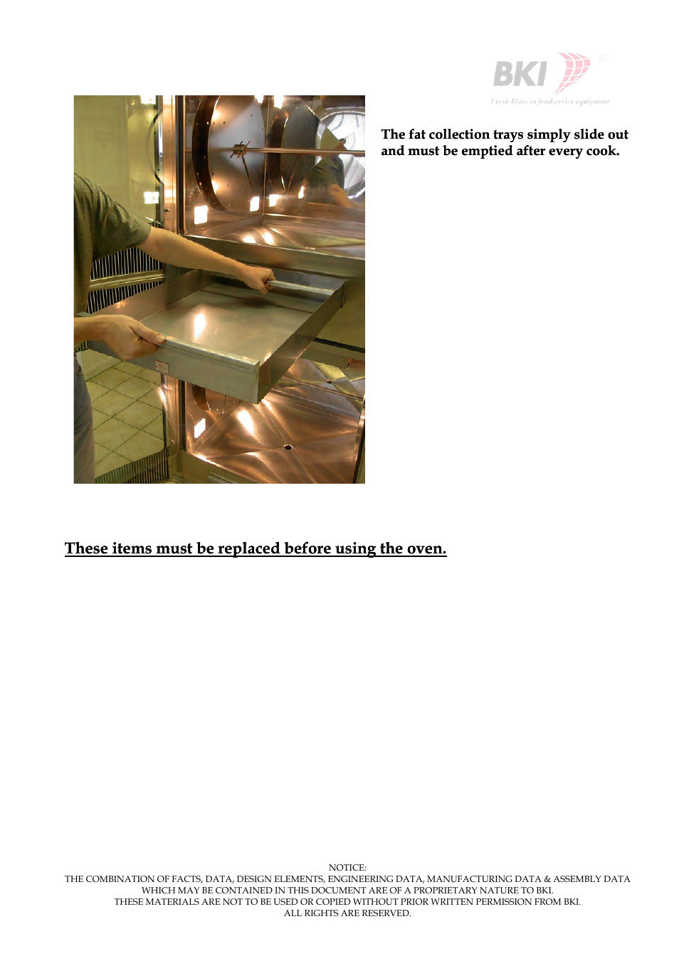 These items must be replaced before using the oven | BKI VG16 User Manual | Page 2 / 7