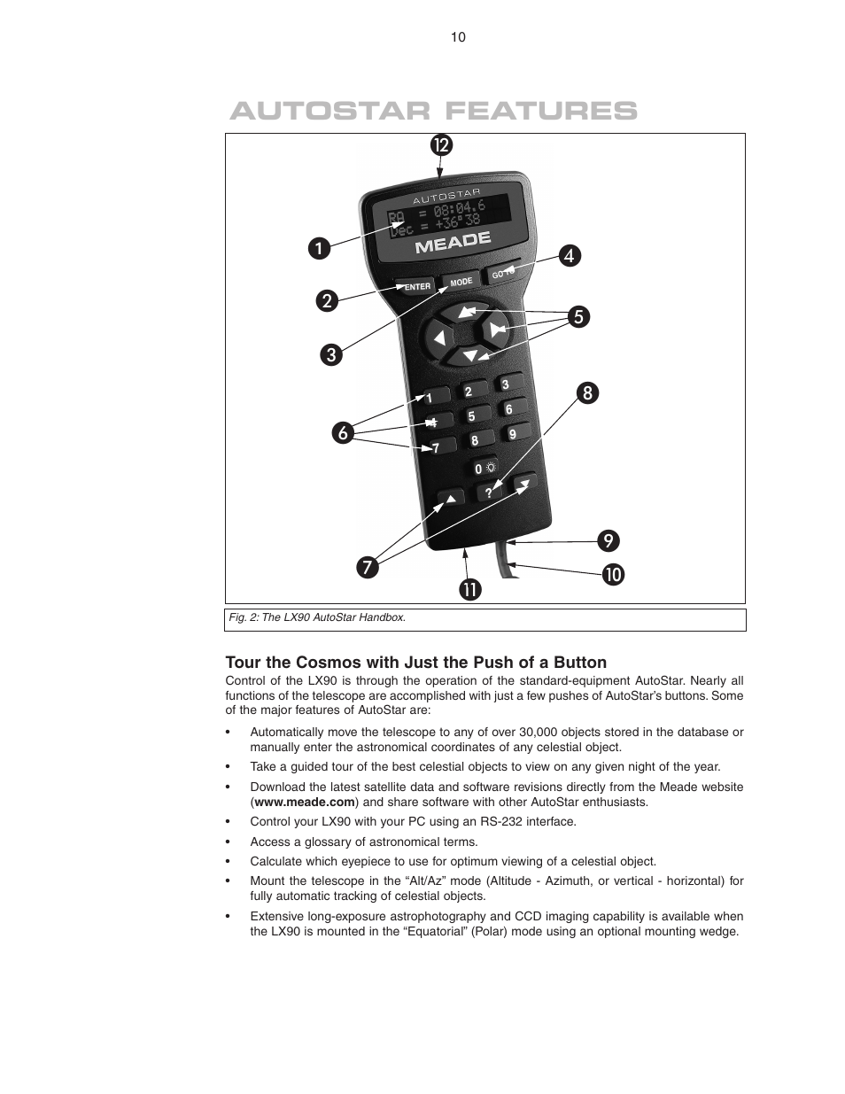 Autostar features, ᕡ · ¿ ´ º ¾ µ | Meade Instruments LX90 ACF/SC User Manual | Page 10 / 60