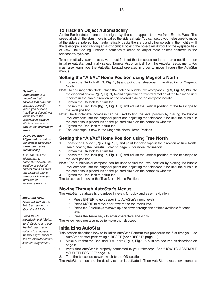 Moving through autostar’s menus, Initializing autostar | Meade Instruments LX90 ACF/SC User Manual | Page 18 / 60