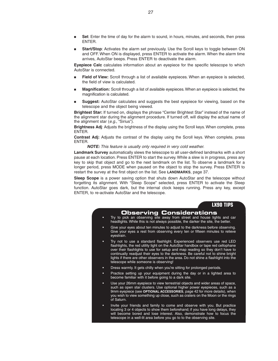 Lx90 tips observing considerations | Meade Instruments LX90 ACF/SC User Manual | Page 27 / 60