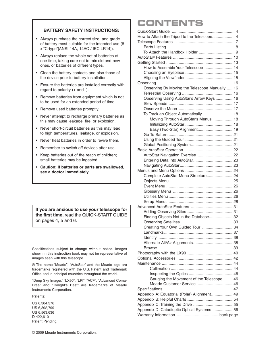 Meade Instruments LX90 ACF/SC User Manual | Page 3 / 60