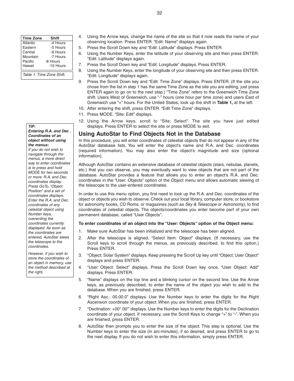 Using autostar to find objects not in the database | Meade Instruments LX90 ACF/SC User Manual | Page 32 / 60