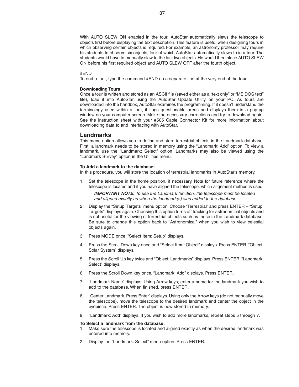 Landmarks | Meade Instruments LX90 ACF/SC User Manual | Page 37 / 60