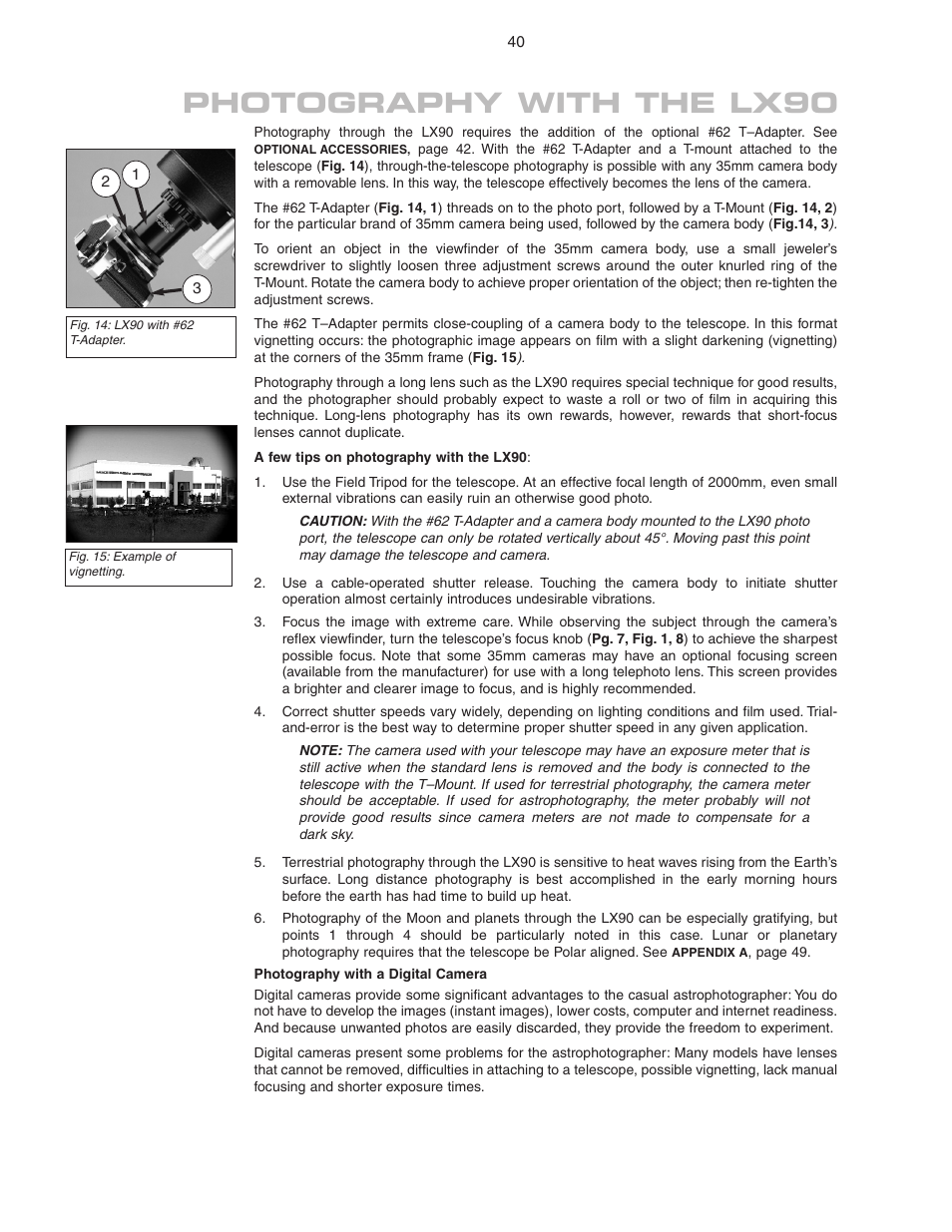 Photography with the lx90 | Meade Instruments LX90 ACF/SC User Manual | Page 40 / 60