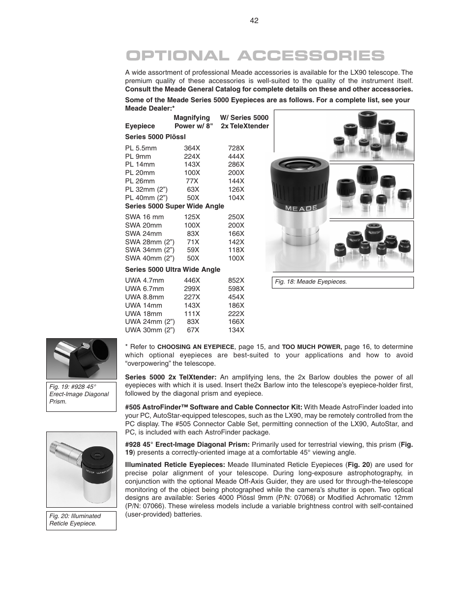 Optional accessories | Meade Instruments LX90 ACF/SC User Manual | Page 42 / 60