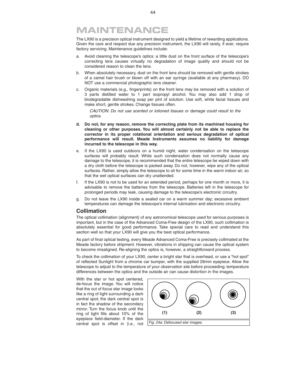 Maintenance | Meade Instruments LX90 ACF/SC User Manual | Page 44 / 60