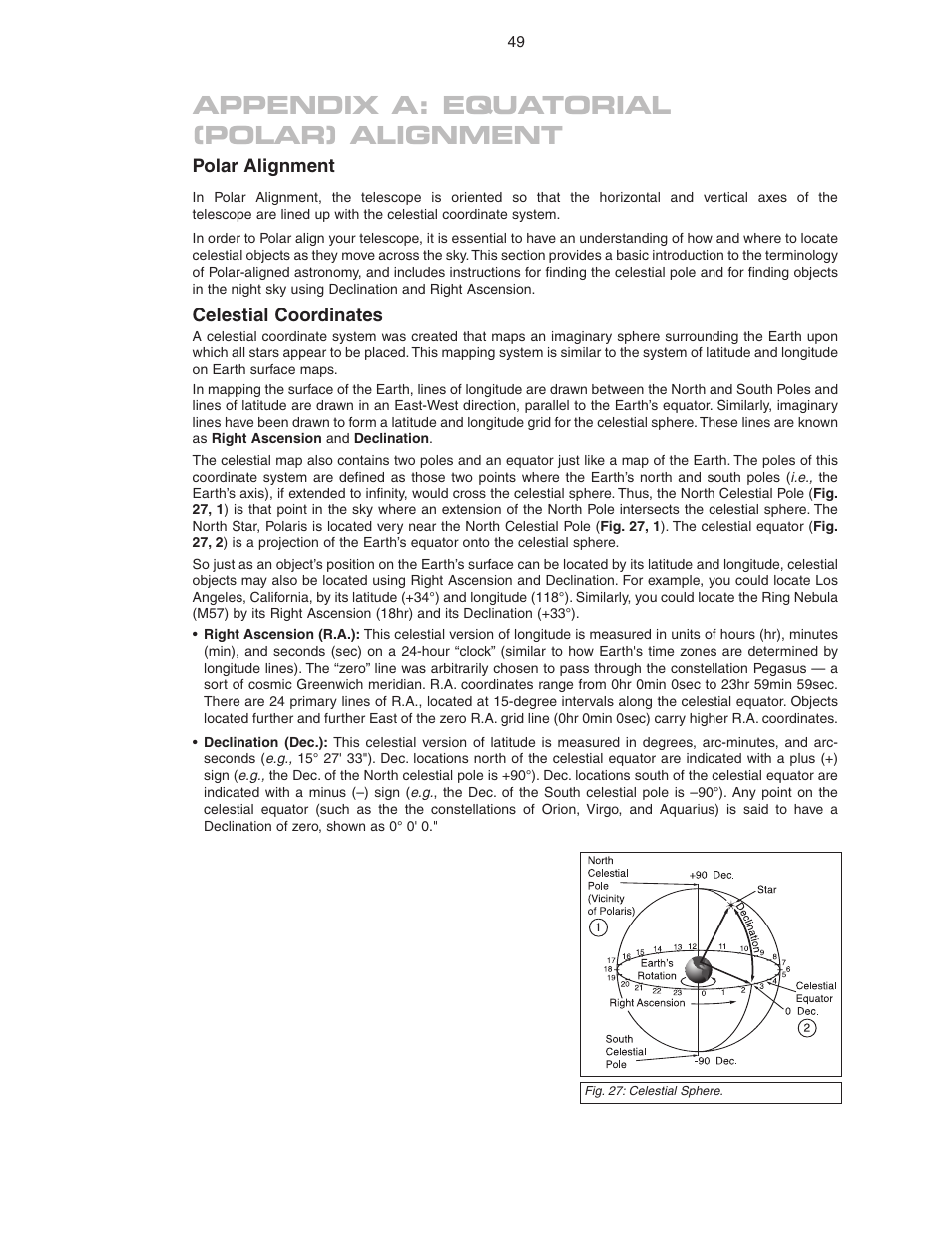 Appendix a: equatorial (polar) alignment | Meade Instruments LX90 ACF/SC User Manual | Page 49 / 60