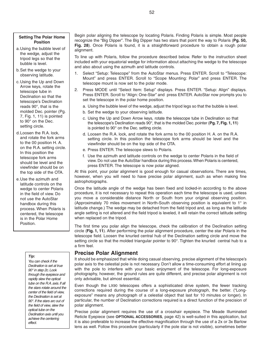 Precise polar alignment | Meade Instruments LX90 ACF/SC User Manual | Page 52 / 60