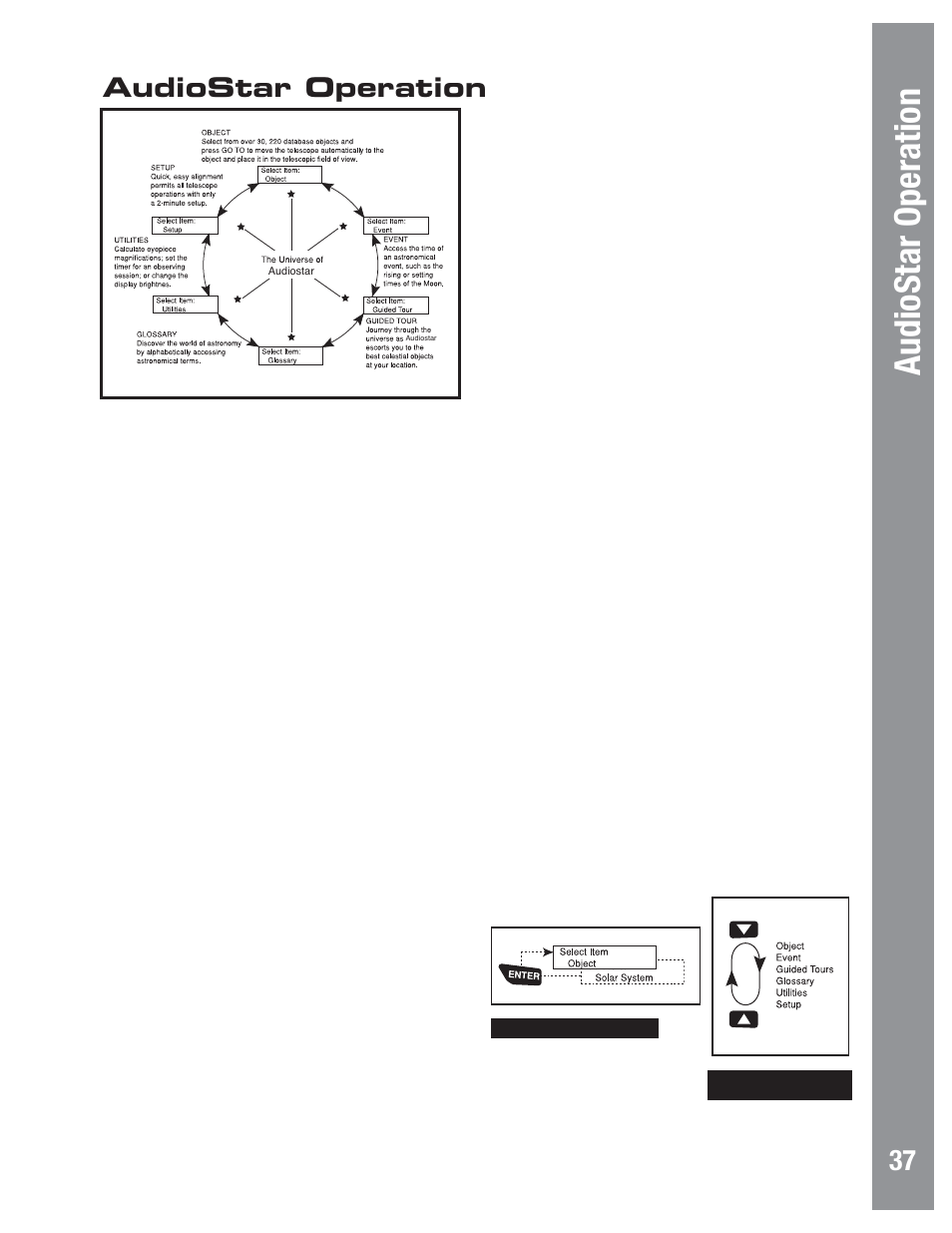 Audiostar operation, Audiostar navigation exercise | Meade Instruments LX80 User Manual | Page 37 / 72