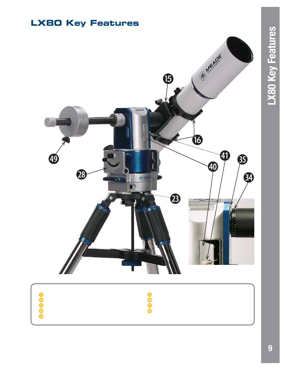 Lx80 key f eatures, Lx80 key features | Meade Instruments LX80 User Manual | Page 9 / 72