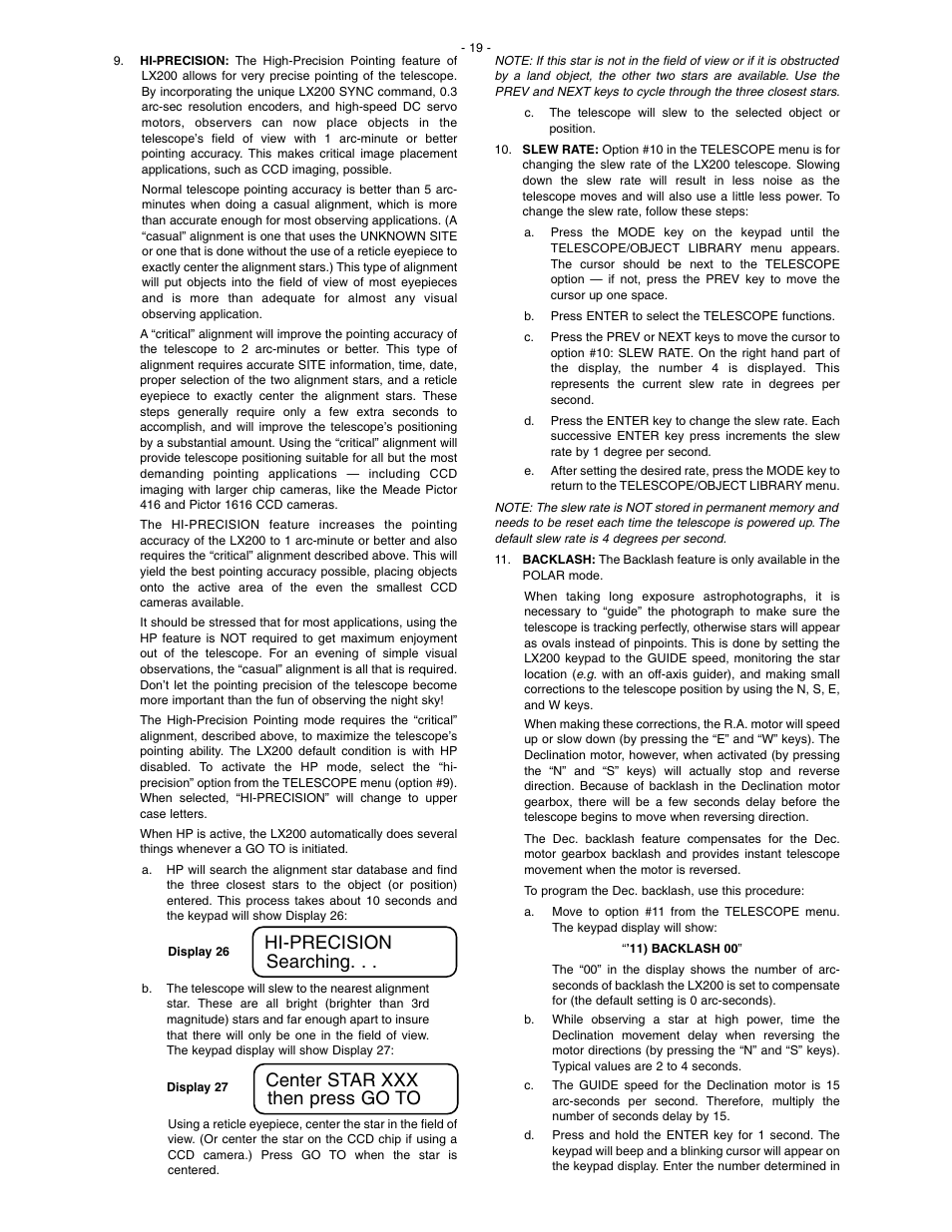 Meade Instruments LX200 Classic User Manual | Page 19 / 64