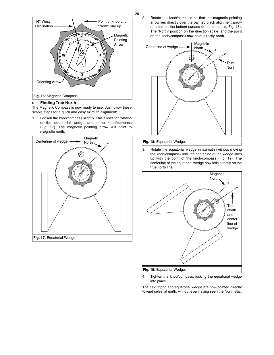 C. finding true north, Se n w | Meade Instruments LX200 Classic User Manual | Page 28 / 64