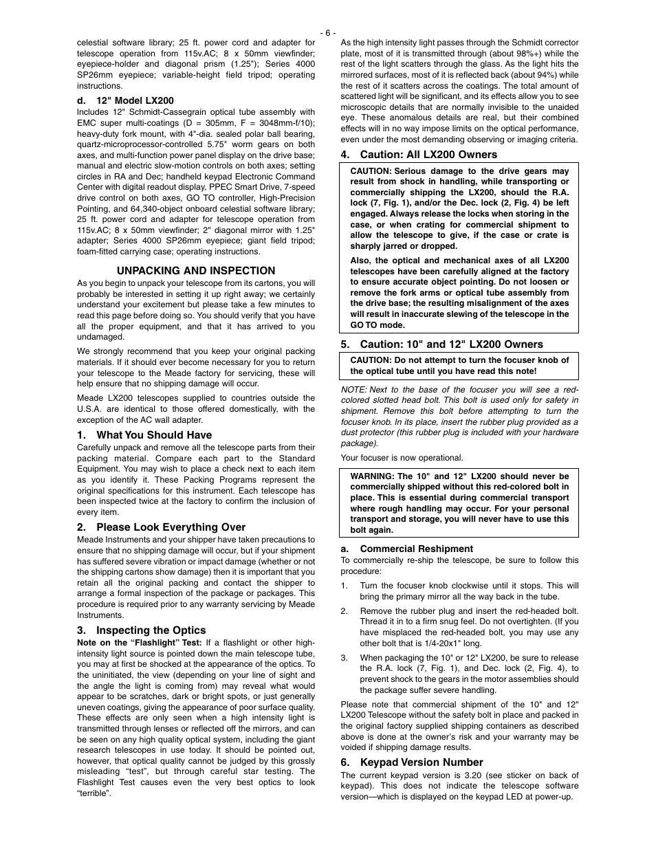 Meade Instruments LX200 Classic User Manual | Page 6 / 64