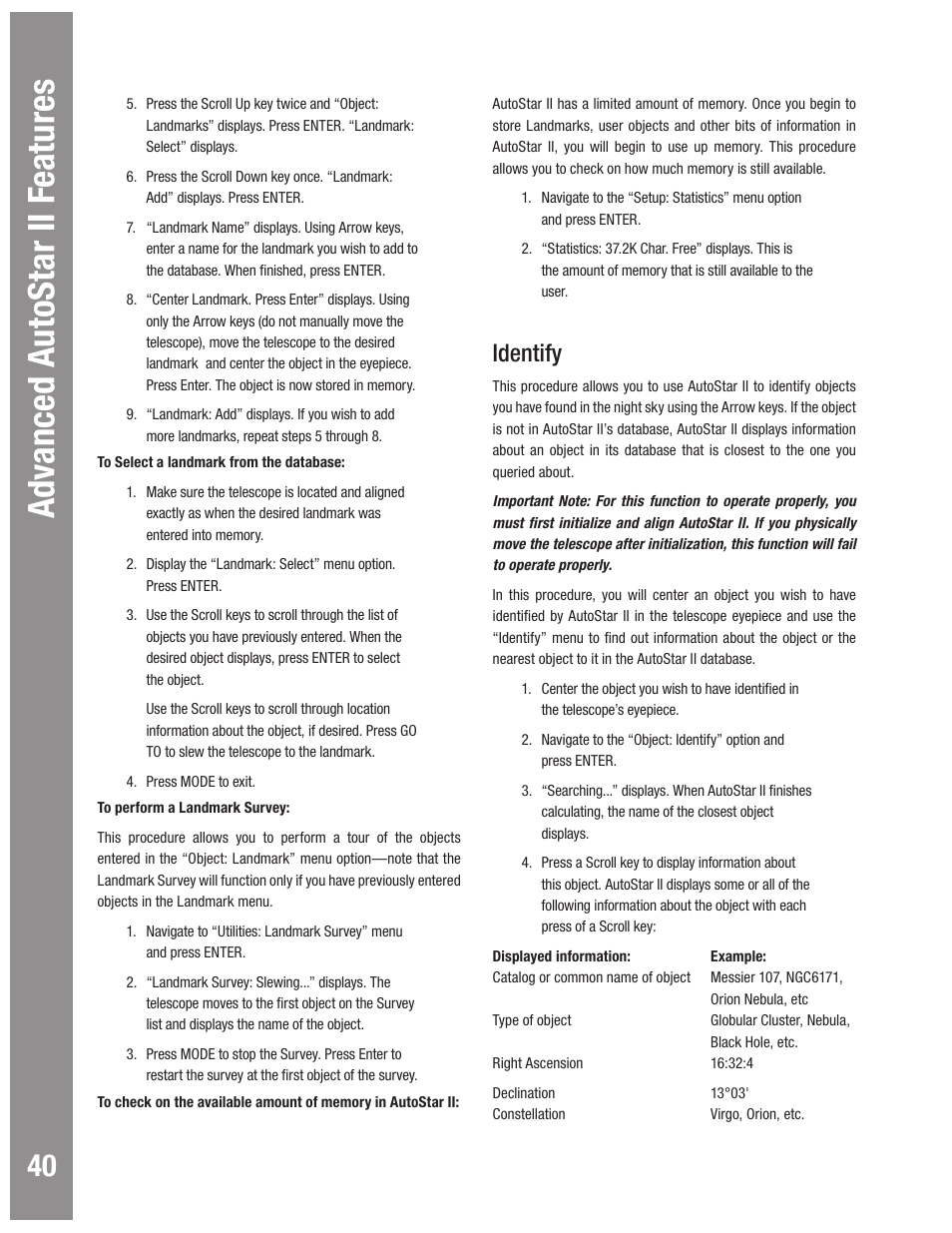 Identify | Meade Instruments LX600 User Manual | Page 40 / 72