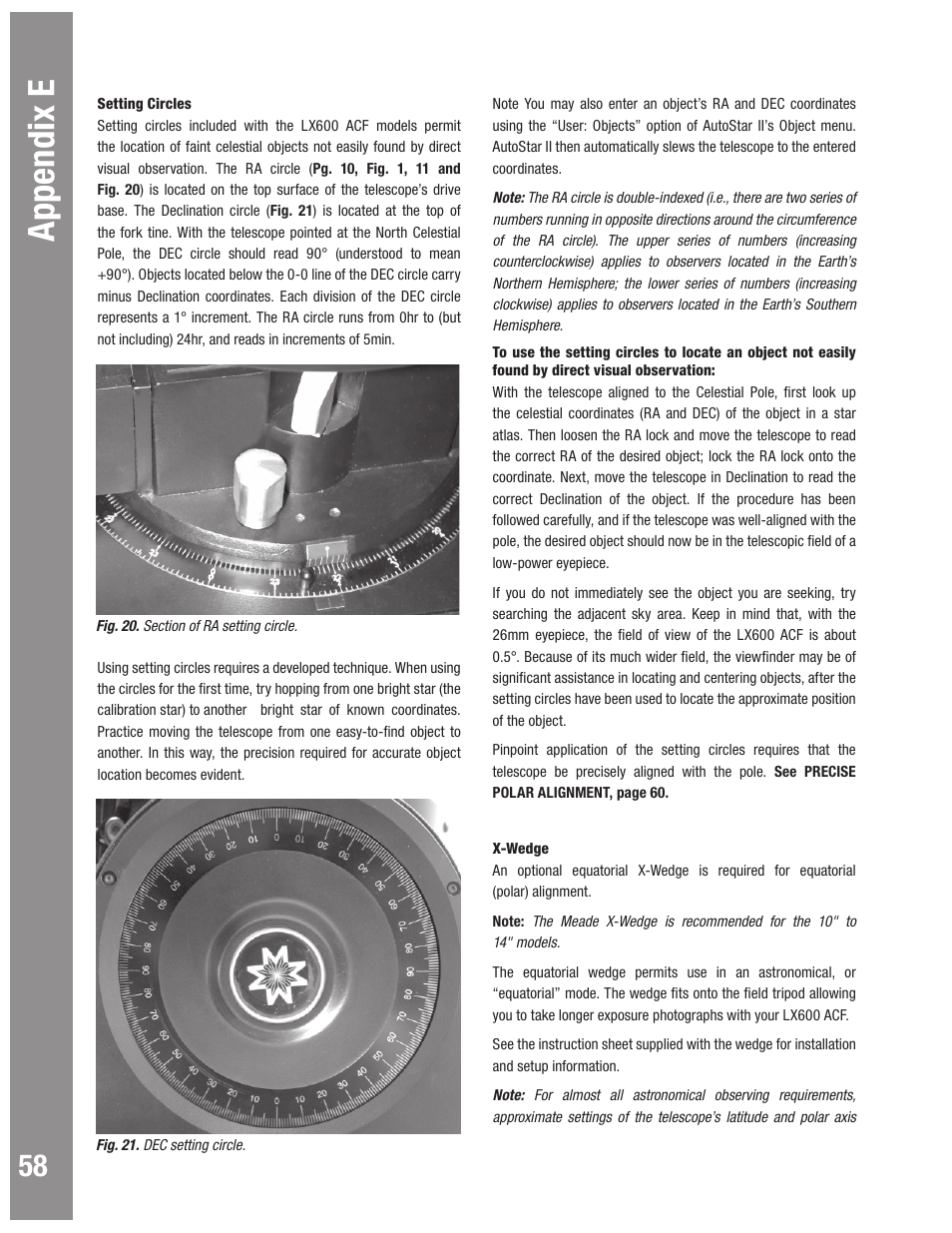 Autostar #497 handbox appendix e | Meade Instruments LX600 User Manual | Page 58 / 72