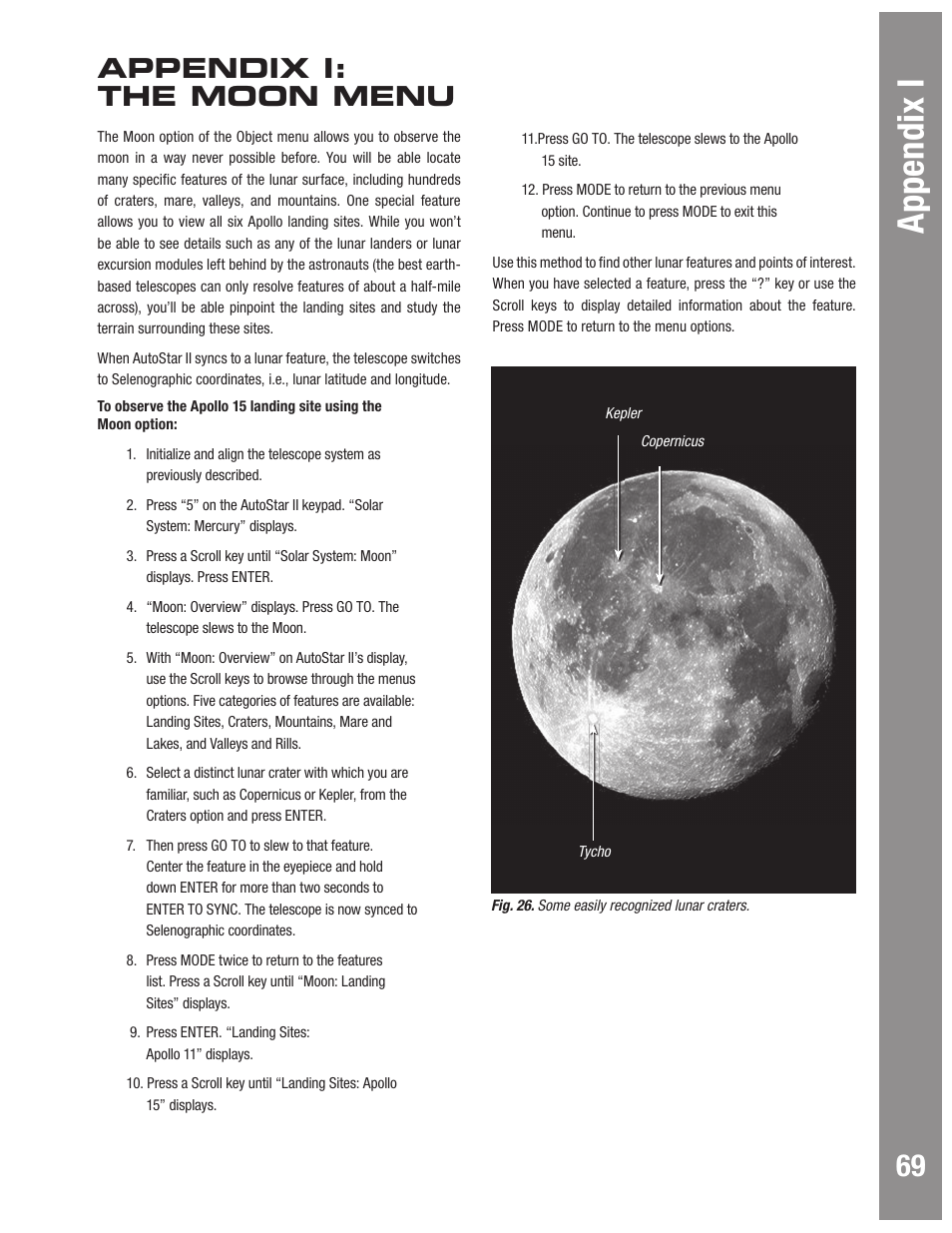 Appendix i, Appendix i: the moon menu | Meade Instruments LX600 User Manual | Page 69 / 72