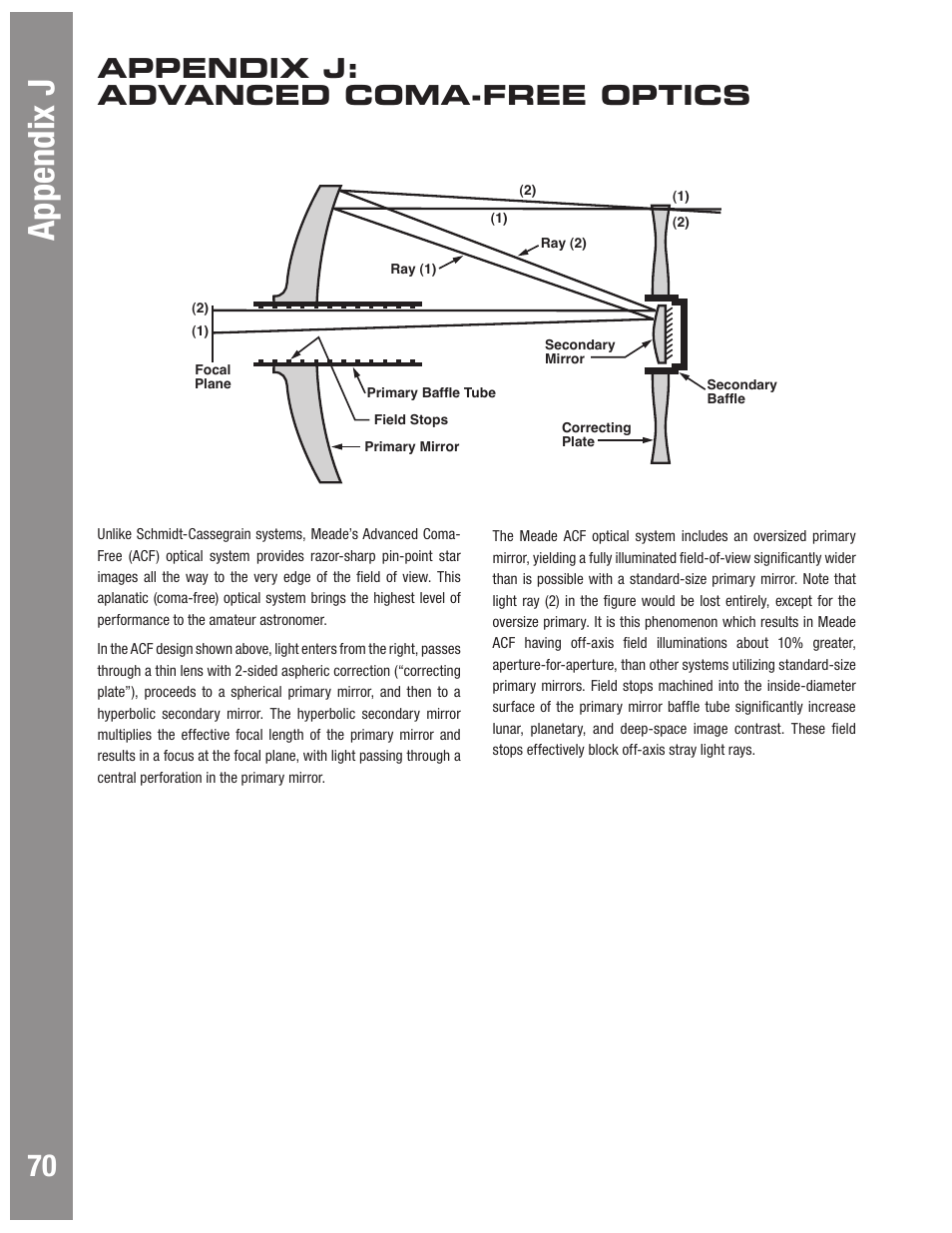 Autostar #497 handbox appendix j, Appendix j: advanced coma-free optics | Meade Instruments LX600 User Manual | Page 70 / 72