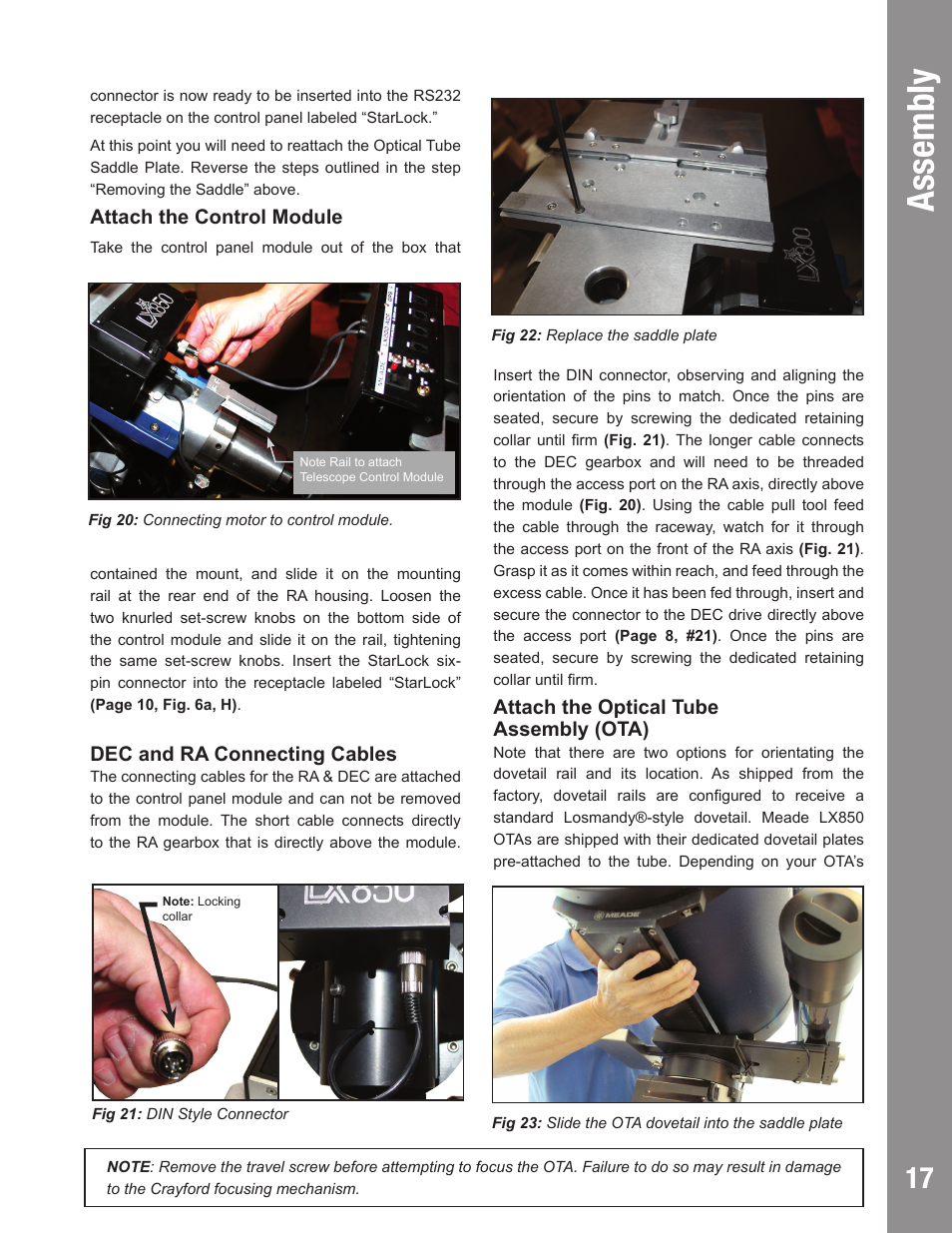 Assembly | Meade Instruments LX850 User Manual | Page 17 / 60