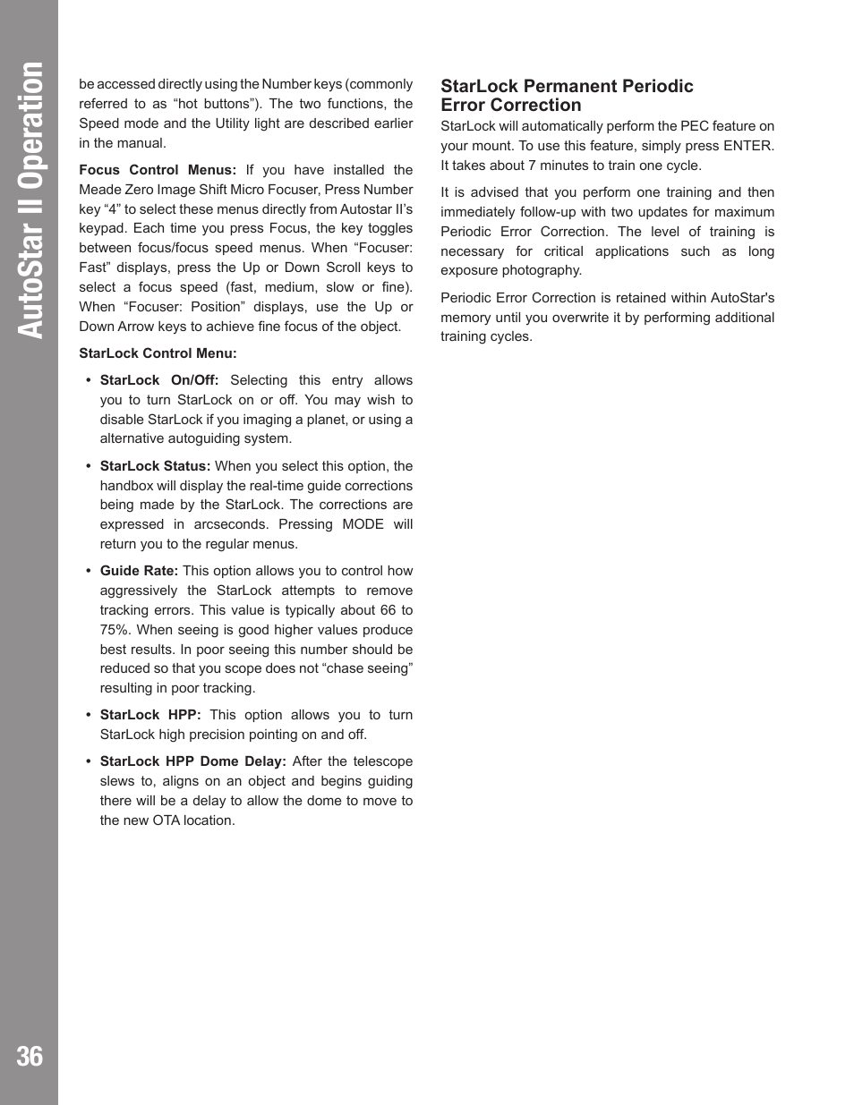 Autostar #497 handbox autostar ii operation | Meade Instruments LX850 User Manual | Page 36 / 60