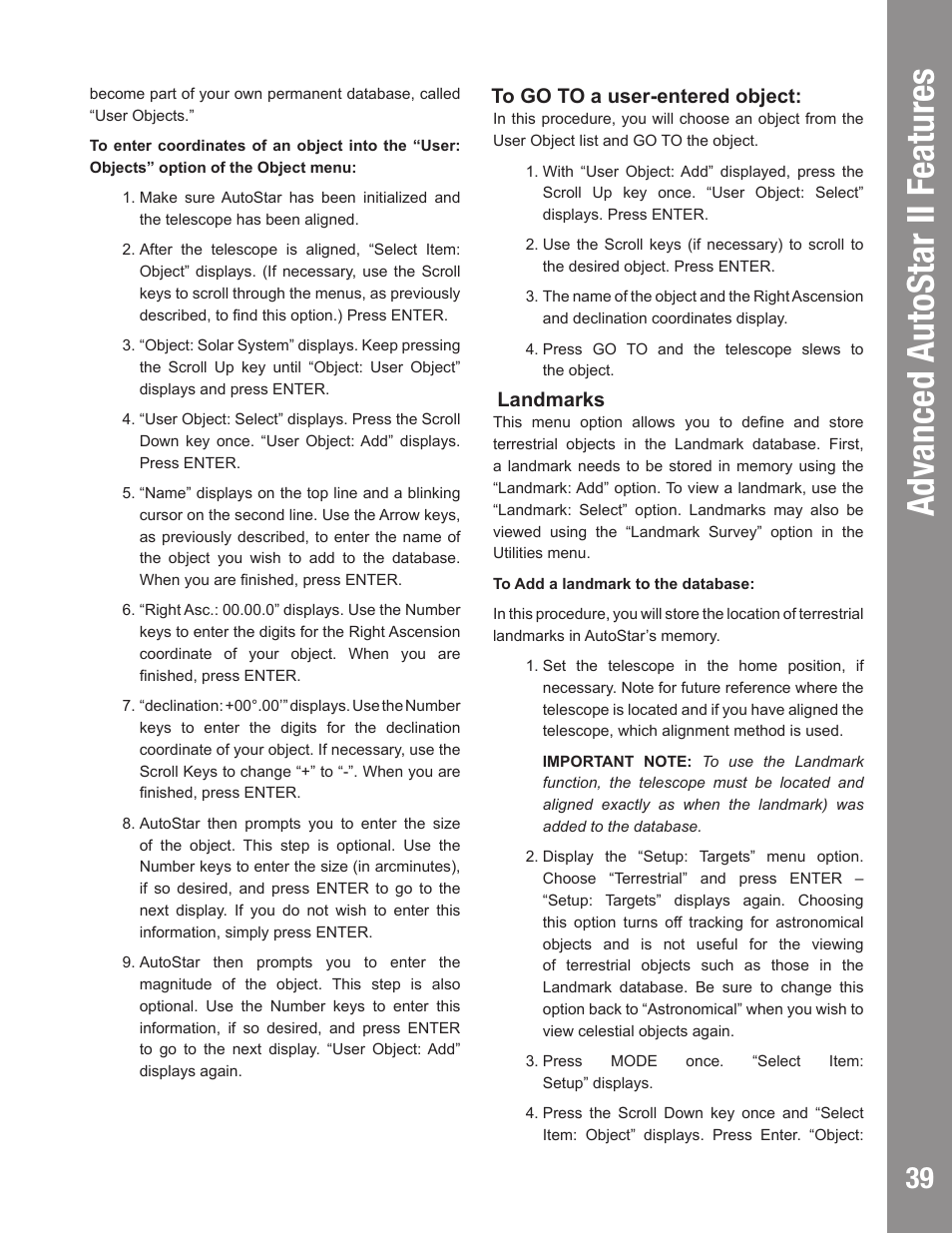 Adv anced autostar ii f eatures | Meade Instruments LX850 User Manual | Page 39 / 60