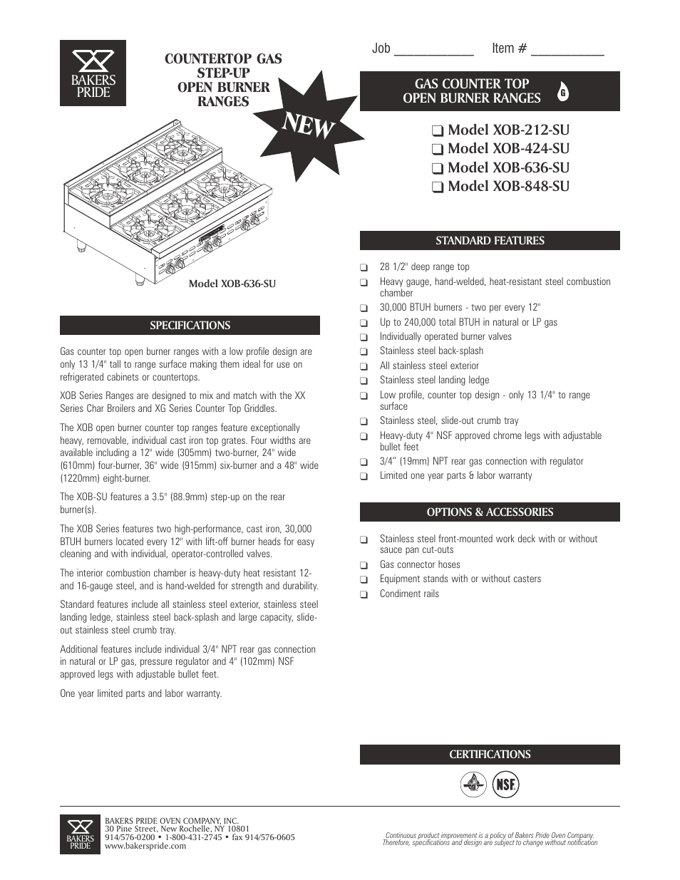 Bakers Pride XOB-636-SU User Manual | 2 pages